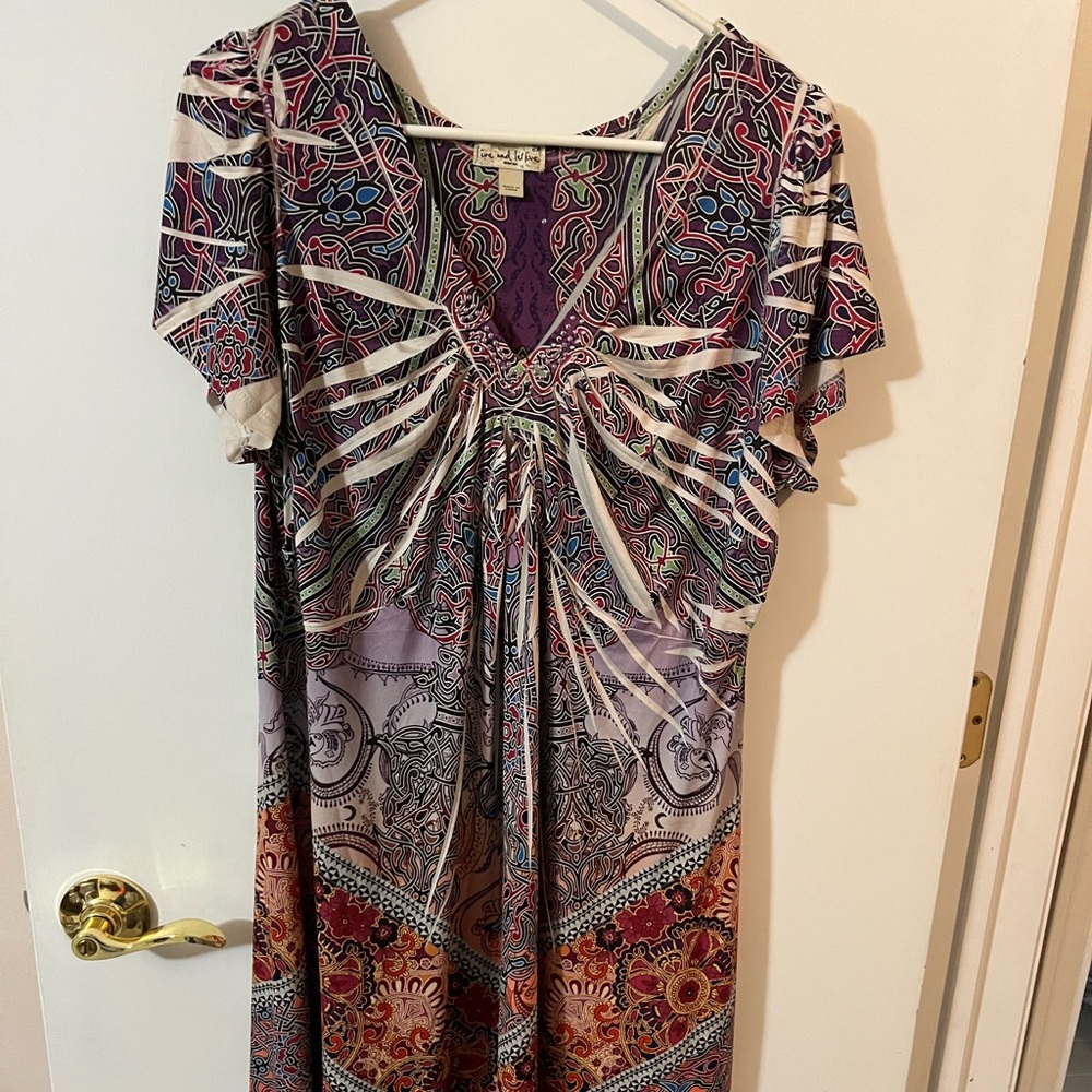 Live and Let Live woman 2X Colorful Paisley Maxi Dress